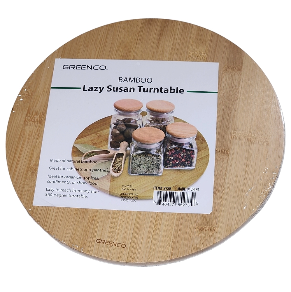 Greenco Bamboo Wood Lazy Susan Turnable Organizer for‎ Kitchen 13inDiameter